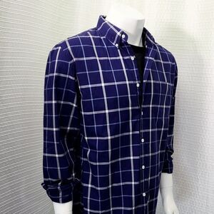 Thomas Mason For J. Crew Blue Plaid Casual Dress Shirt Slim Fit Men's L